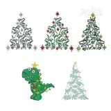 Dino Dinosaur Christmas Tree Machine Embroidery Designs by Apex All