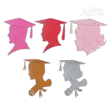 Graduation Boy Girl Portrait Silhouette Machine Embroidery Design - Apex All
