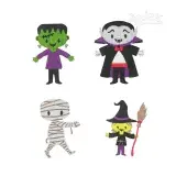 Halloween Cute Little Characters Machine Embroidery Designs by Apex