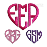 Heart Shaped Monograms Machine Embroidery Font |Apex