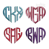 Heart Shaped Monogram Tail Machine Embroidery Font | Apex All