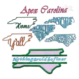 North Carolina State NC Map Machine Embroidery Designs by Apex Digitized
