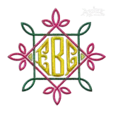 Diamond Triangle Monogram Fishtail Machine Embroidery Font Frame