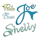 Ocean Fin Tail Letters Machine Embroidery Font - Apex