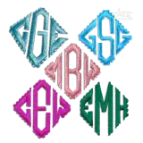 Diamond Triangle Scalloped Embroidery Font all