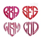 Heart Sharped Scalloped Monograms Machine Embroidery Fonts All