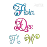 Heart Script Alphabet Letters Machine Embroidery Font - Apex All