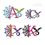 Spider Web Bat Alphabet Machine Embroidery Font by Apex All