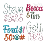 Aquata Script Regular 3D Puff Chain Stitch Embroidery Font Apex All