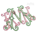 Bresia 3-letter Interlocking Monogram Machine Embroidery by Apex fill