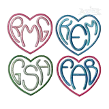 Round Heart Shaped Monogram Machine Embroidery Font | Apex all