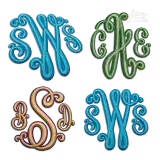 Suzanne Monogram 3D Puff 2-color Machine Embroidery Font - All