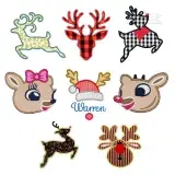 Christmas Reindeer Applique Machine Embroidery Designs Apex all