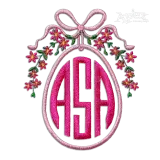Easter Egg Shaped Monogram Embroidery Font Bow Frames