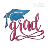 Grad Graduation Hat Embroidery Design graduation word art