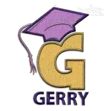 Graduation Cap Embroidery Font letter G - name Gerry