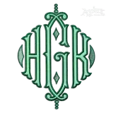 Royal Diamond Monogram Embroidery Font HGK