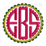 Scallop Circle Monogram Frame Machine Embroidery Font