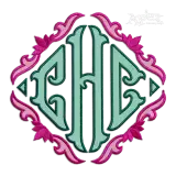 Diamond Triangle Monogram Fishtail Machine Embroidery Font Applique Frame