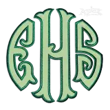 Round Circle Fishtail Monogram Embroidery Font Applique EHS