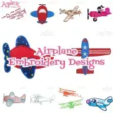 airplane embroidery design thumbnail bundle