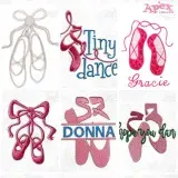 Ballet Dancing Shoes Embroidery Designs Bundle thumbnail - 6 ballet dancing shoes themed machine embroidery designs