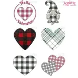 Buffalo Plaid Heart Valentine Embroidery Designs Bundle thumbnail