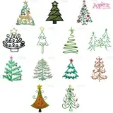 Christmas Tree Embroidery Designs Bundle thumbnail