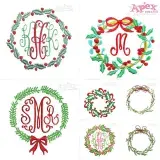 Christmas Wreath Embroidery Designs Bundle thumbnail