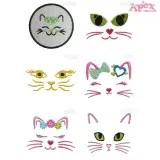 Cute Cat Face Embroidery Designs Bundle thumbnail