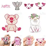 Cute Pig Embroidery Designs Bundle thumbnail