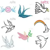Dove and Sparrow Bird Embroidery Designs Bundle thumbnail