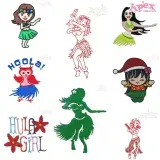 Hawaiian Hula Dancer Embroidery Designs Bundle thumbnail