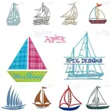 Sailboat Embroidery Designs Bundle thumbnail