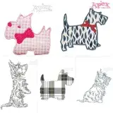 Scottish Terrier Dog Embroidery Designs Bundle thumbnail