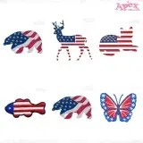 USA Flag Patriotic Animals Embroidery Designs Bundle thumbnail
