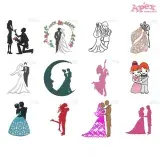 Wedding Couple Embroidery Designs Bundle thumbnail