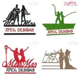 Wedding Couple Frames Embroidery Designs Bundle thumbnail