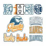 Hawks School Mascot Sports Game Spirit Bundle PNG Design