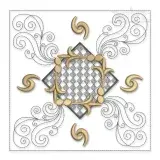 Abstract Wavy Pattern Quilt Block Embroidery Design