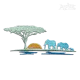 Africa Safari Silhouette Machine Embroidery Design by Apex