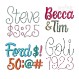 Aquata Script Regular 3D Puff Chain Stitch Embroidery Font Apex All