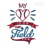 My Heart is on that Baseball Field Machine Embroidery Designs