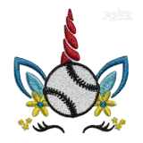 Baseball Softball Unicorn Machine Embroidery Design Digitized by Apex