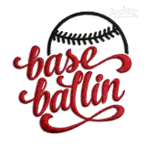Baseballin' Baseball Sports Machine Embroidery Design