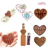 Basketball Heart Embroidery Designs — ITH Keychains, Feltie & 3D Puff Bundle