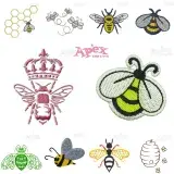 Bee & Honeycomb Embroidery Designs Bundle (10 Designs)