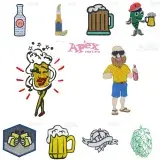 Beer Mug & Brewery Embroidery Designs Bundle (10 Designs)