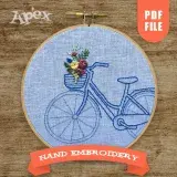 Bicycle and Flowers Hand Embroidery Pattern
