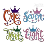 Princess Crown Birthday Number Wording Pack Machine Embroidery Design by Apex All